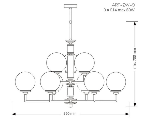 Lampa wisząca Kutek Mood Artu ART-ZW-9 (ZM) G