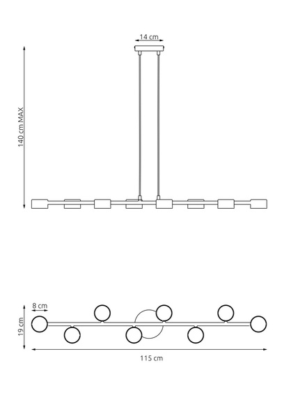 Żyrandol Emibig Megara 8 Bl (1439/8)