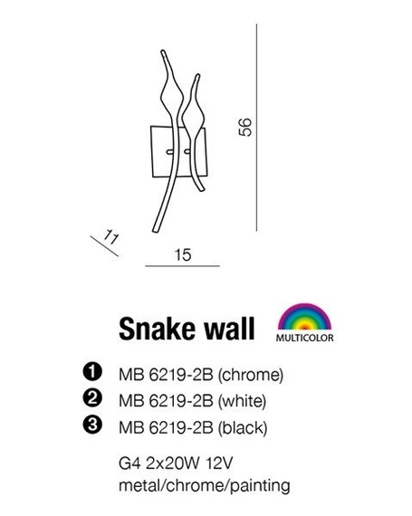 SNAKE wall MB6219-2B black AZzardo Kinkiet AZ1018