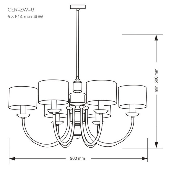 Lampa wisząca Kutek Mood Cero CER-ZW-6(Z)