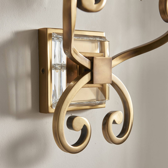 Interiors UL1W2B Lampa ścienna Oksana 2 Antyczny mosiądz