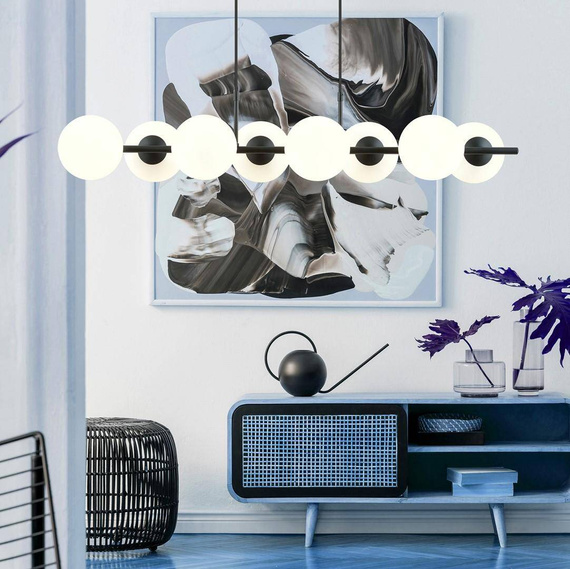 Wisząca lampa RORY 8 OPAL czarny (1205/8) - Emibig