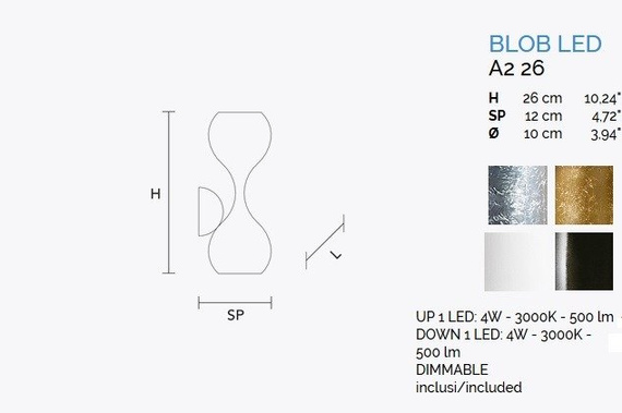 Kinkiet MASIERO Blob LED A2 26cm złoty