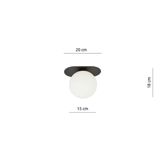 Lampa sufitowa PLAZA 1 BLACK/OPAL czarny (1118/1) - Emibig