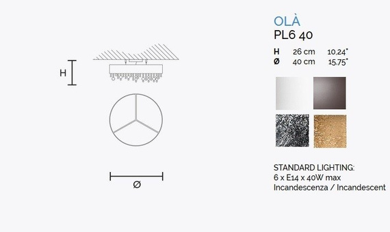 Lampa Sufitowa MASIERO Ola PL6 40 srebrna