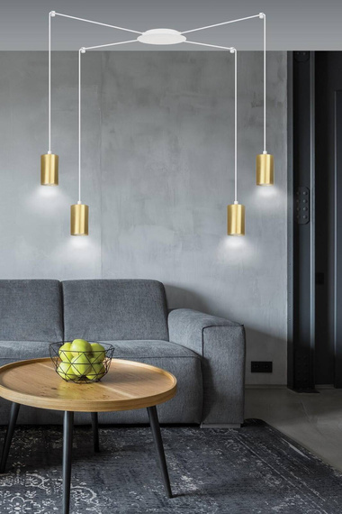 Wisząca lampa TRAKER 4 WH/GOLD biały-Złoty (527/4) - Emibig