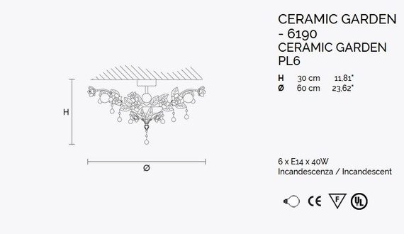 Plafon Masiero CERAMIC GARDEN PL6