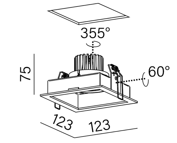 Aqform Squares Wpuszczana lampa czarny 	37979-M930-WB-00-12