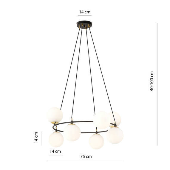 Lampa Wisząca Emibig Azura 8 Bl Opal (1295/8)