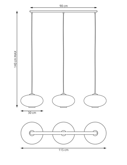 Żyrandol Emibig Coco 3 Bl Grafit (1377/3)