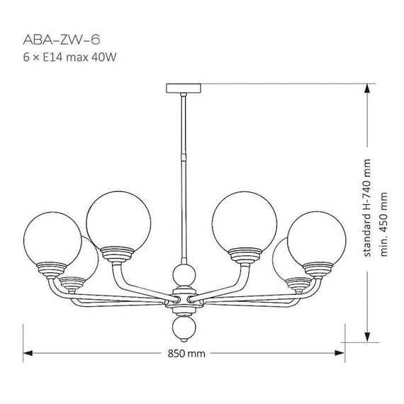 Lampa Wisząca Kutek Mood Abano ABA-ZW-6 (N)