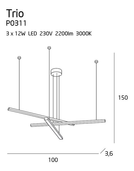 Lampa wisząca MaxLight Trio P0311D
