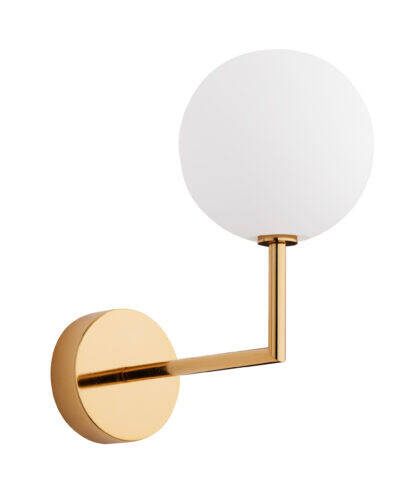 FEME nowoczesny kinkiet mosiądzowany 1-punktowy biały klosz 1932