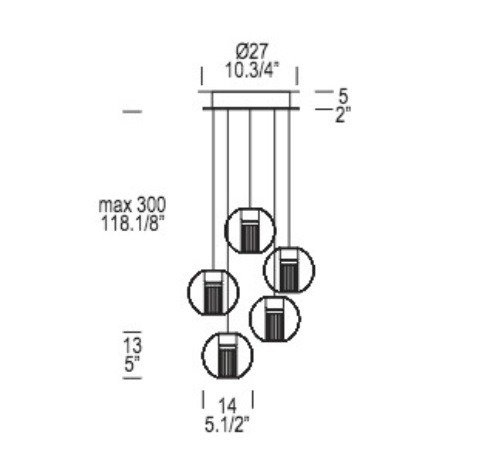 Fairy SS-R5 Lampa Wisząca Leucos 14 cm okrągła