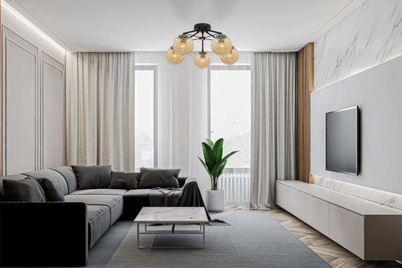 Lampa Wisząca Elem Rosa 2100/5 BLACK