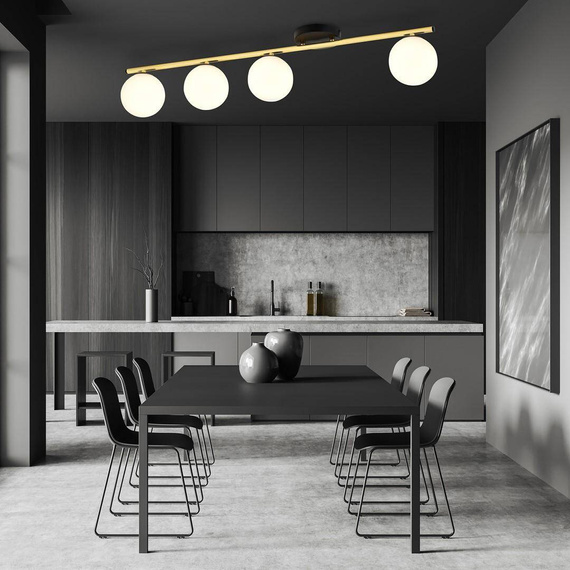 Sufitowy plafon MONZA 4 BL OPAL czarny-Złoty (1252/4) - Emibig