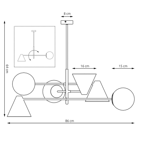 Emibig Hermes 6 Black (1347/6) Plafon