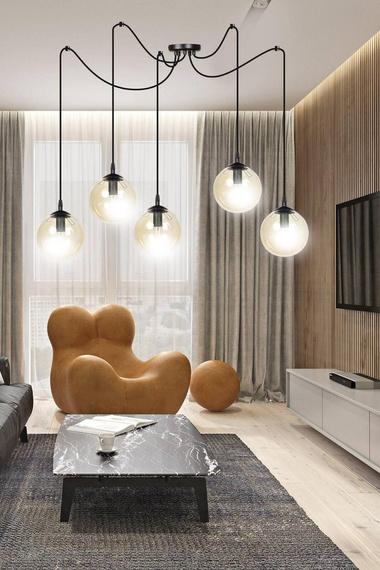 Wisząca lampa GIGI 5 BL MIODOWY czarny (938/5) - Emibig