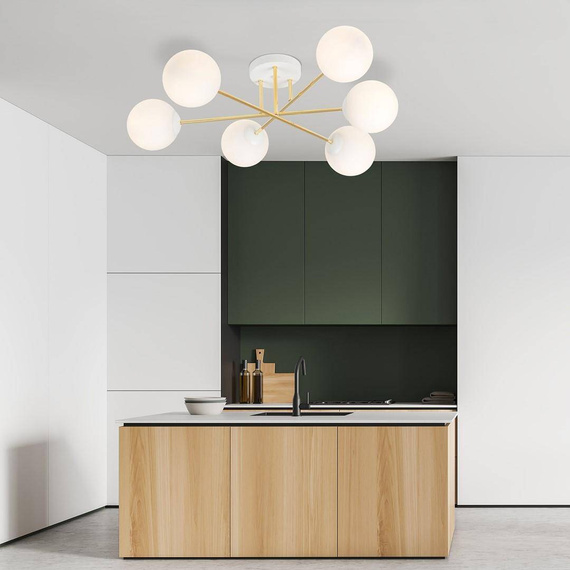 Lampa sufitowa MAGNUM 6 WH OPAL biały-Złoty (1234/6) - Emibig