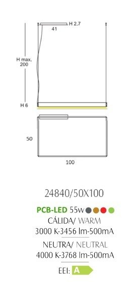Zwis 50 x 100 cm OLE iluminacion Manolo 24840/50x100 biały