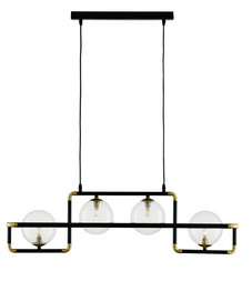 Zafra nowoczesny żyrandol 4-punktowy czarny klosz transparent 1982