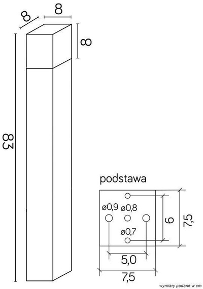 Słupek Oświetleniowy SU-MA Cube CB-830 BL