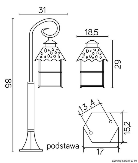 Lampa stojąca zewnętrzna Cadiz K 5002/3/Z