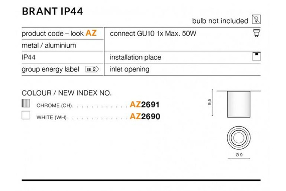 Plafon Azzardo Brant IP44 AZ2691