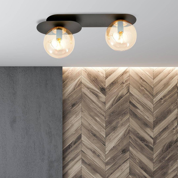 Sufitowy plafon PLAZA 2 BLACK/MIODOWY czarny (1120/2) - Emibig