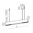 Lampa wisząca AQForm Rafter points section 173 cm biały 50596-L930-WW-00-13