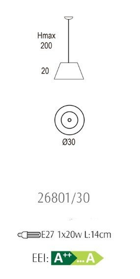 Lampa wisząca OLE iluminacion Conga 26801/30 czarny/biały 30 cm