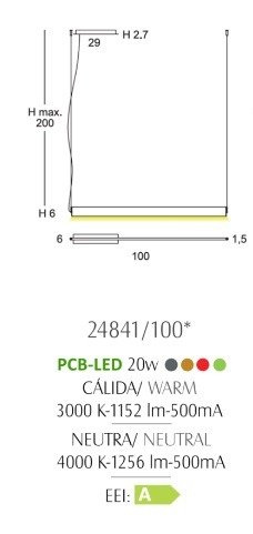Zwis 100 cm OLE iluminacion Manolo 24841/100 Oak