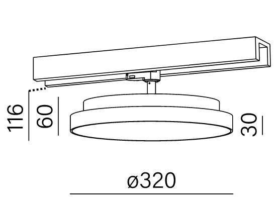 Reflektor do szyno przewodu 3-fazowy Aqform Blos round Led 16423-M930-D9-00-12