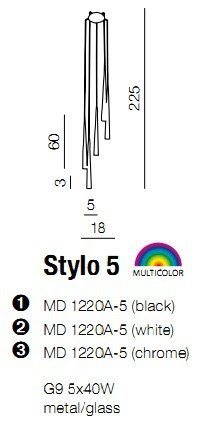 AZZARDO Stylo 5 Czarna Plafon AZ0119