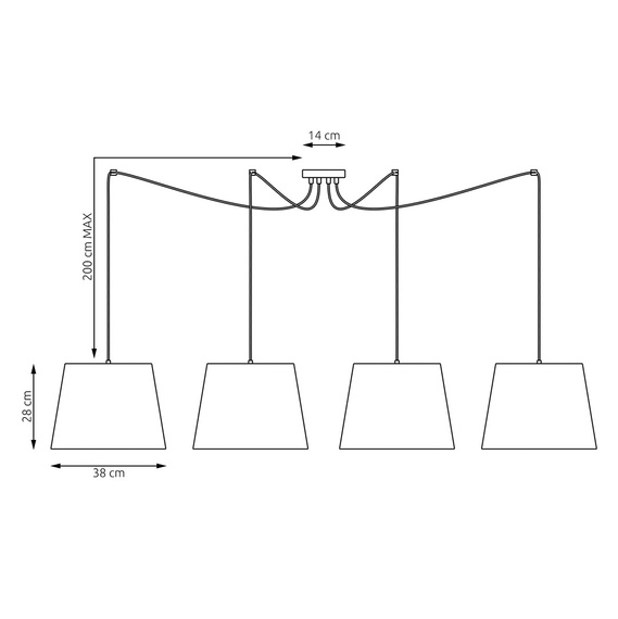 Lampa Wisząca Emibig Ascot 4 Gray (1424/4)