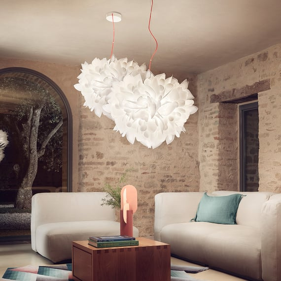 Lampa wisząca Slamp Veli Foliage z czerwonym kablem