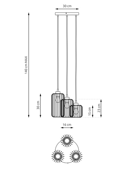 Żyrandol Emibig Vander 3prem Bl Gold (1364/3PREM)