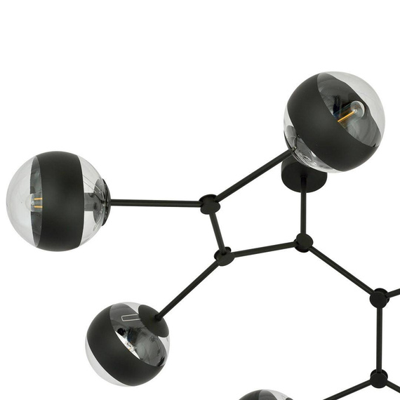 Sufitowy plafon SPACE 6 BLACK/STRIPE czarny (1135/6) - Emibig