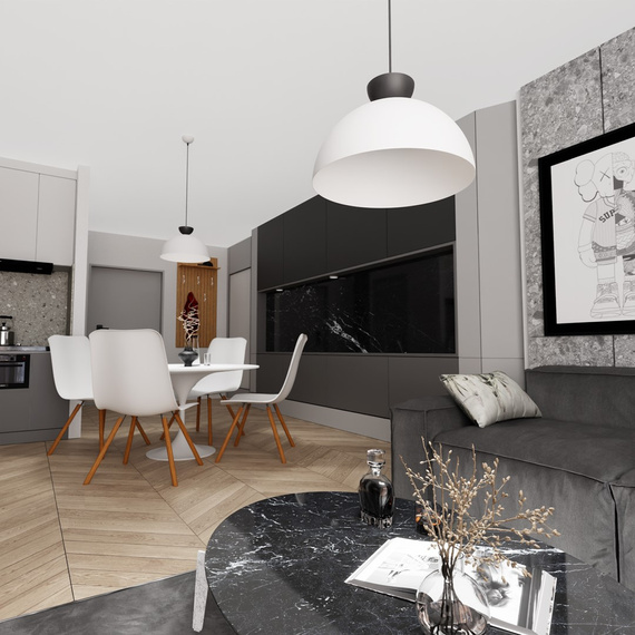 Żyrandol Emibig Lunaro 1l Bl White/Black (1475/1L)