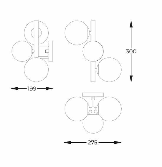 Lampa ścienna W0454-03U-F7AA Molecule Zuma Line