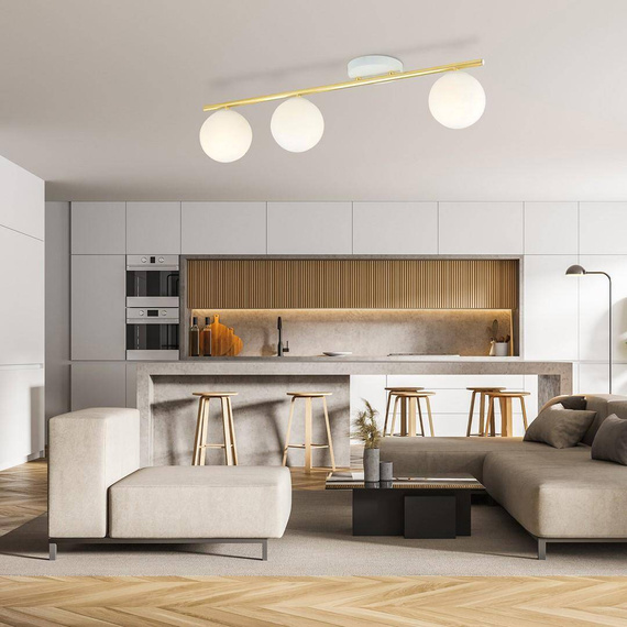 Lampa sufitowa MONZA 3 WH OPAL biały-Złoty (1253/3) - Emibig