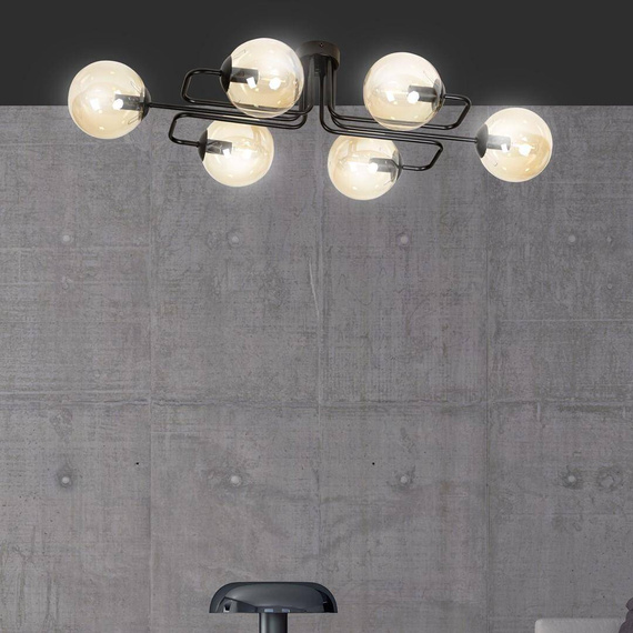 Sufitowy plafon BRENDI 6A BL MIODOWY czarny (833/6A) - Emibig