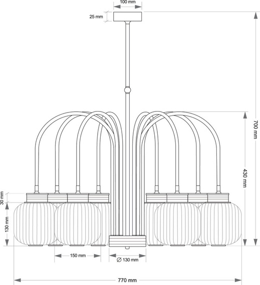 Kutek Alba Żyrandol ALB-ZW-8(P)