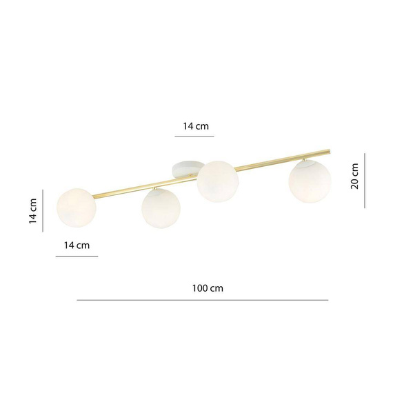 Sufitowy plafon SPLENDI 4 WH OPAL biały-Złoty (1249/4) - Emibig