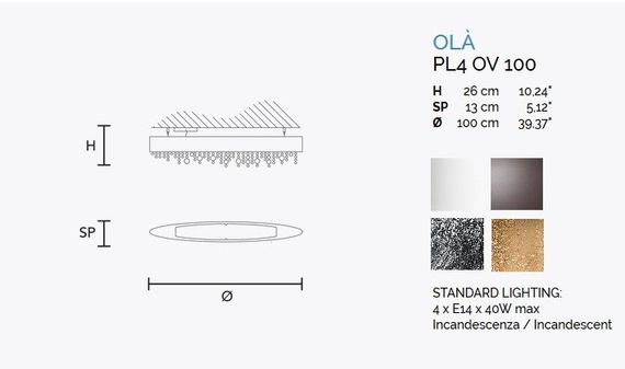 Lampa Sufitowa MASIERO OLA PL4 OV 100 srebrna