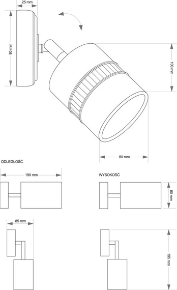 Lampa ścienna Kutek VES-K-1(Z)P Vesto