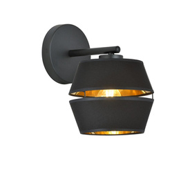 Natynkowa lampa ścienna  PIANO K1 BLACK/GOLD  czarny (1183/K1) - Emibig