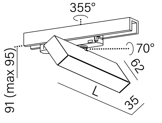 AQForm Rafter Led track 29cm 16335-M930-D9-00-13 Reflektor do szynoprzewodu 