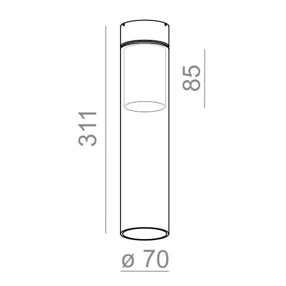 AQform Modern Glass Tube 40414-0000-U8-PH-12 Oprawa Natynkowa