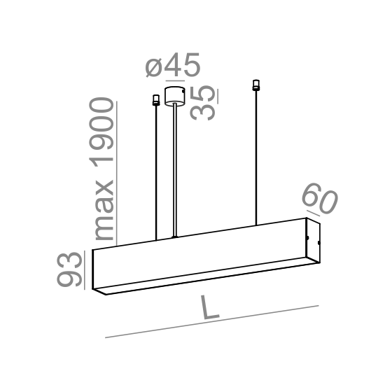 AQform TRU LED  86 cm 54551-L930-D9-00-12 Zwis